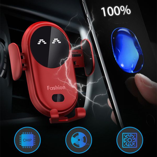 Nouveau S11 Smart Infrared Sensor Wireless Charger Automatic Car Mobile Phone Holder Chargeurs de base avec support de montage à ventouse pour iPhone Samsung Huawei Smart Phones