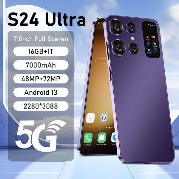 Nouveau smartphone HD S23 Ultra Mobile 7.0 HD Smartphone Original 5G 16 + 1 To Phone de cellules SIM Dual SIM Face Android 13 Téléphone