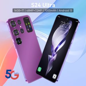 Nouveau S24 Ultra Smartphone 5G Téléphone cellulaire d'origine 7.0HD 7000mAh PHONES DE CELLORES 16 Go + 1 To Téléphone mobile double sim Android Face Déverrouillé