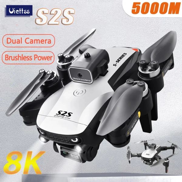 Nouveau Drone S2S 8K HD, double caméra, moteur sans balais, pour éviter les obstacles, hélicoptère RC de 5 km, jouet quadricoptère pliable professionnel