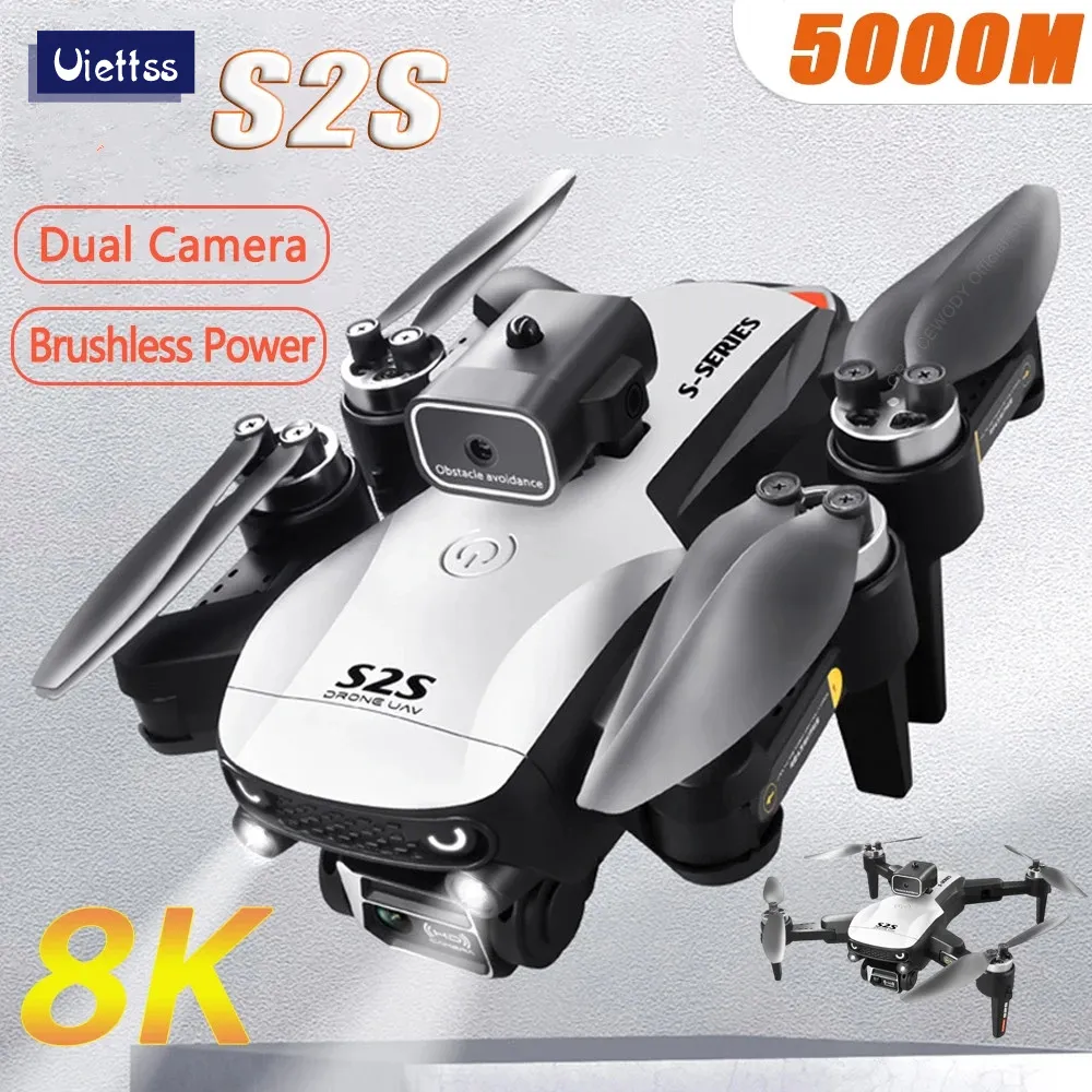 New S2S Drone 8K HD Dual Camera Brushless Motor Obstacle Avoidance Dron 5 km RC Helicopter Professional Foldable Quadcopter Toy