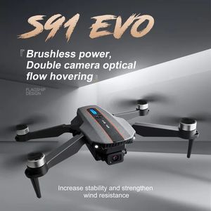 Nouveau drone S91 EVO avec moteur sans balais HD double caméra localisation du flux optique WIFI FPV Mode sans tête RC jouets quadrirotor pliables, parfait pour le cadeau du nouvel an