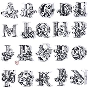 Nuevo abalorio de plata de ley s925 con alfabeto inglés para mujer, colgante de abalorio Popular, pulsera Pandora Original, regalo de joyería DIY para mujer