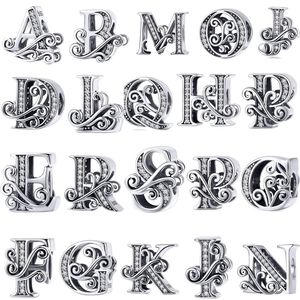 Nieuwe S925 Sterling Silver Bead Charm English Alphabet Letters Dames Populaire kralen Origineel Fit Pandora Hanger Bracelet Diy Ladies Sieraden Gift