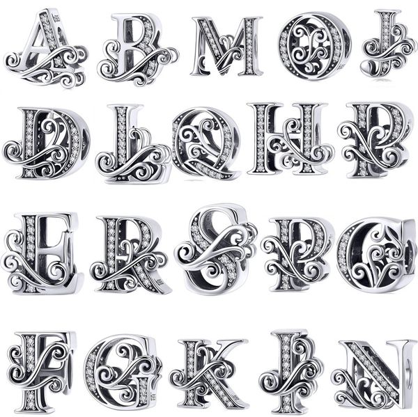 Nouveau S925 Perle En Argent Sterling Charme Lettres De L'alphabet Anglais Femmes Perles Populaires Original Fit Pandora Pendentif Bracelet DIY Dames Bijoux Cadeau