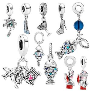 Nouveau s925 argent Sterling perlé talons hauts voile Original Fit Pandora bracelet à breloques filles mode accessoires décontractés dames maman cadeaux bijoux à bricoler soi-même pendentifs