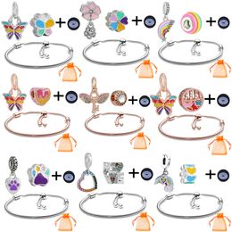 Nuevas pulseras de plata esterlina s925 Charms Ajuste original Pandora Beads Luxury Rainbow Butterfly DIY Colgante brazalete Joyería para mujer Regalo de moda con caja original