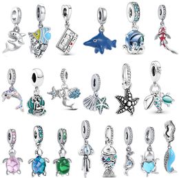 Nouveau s925 Sterling Silver Charms Perles Lâches Perlées Filles Créateur De Mode Ocean Collection Original Fit Pandora Bracelet Shell Pendentif DIY Bijoux Pour Femmes Cadeau