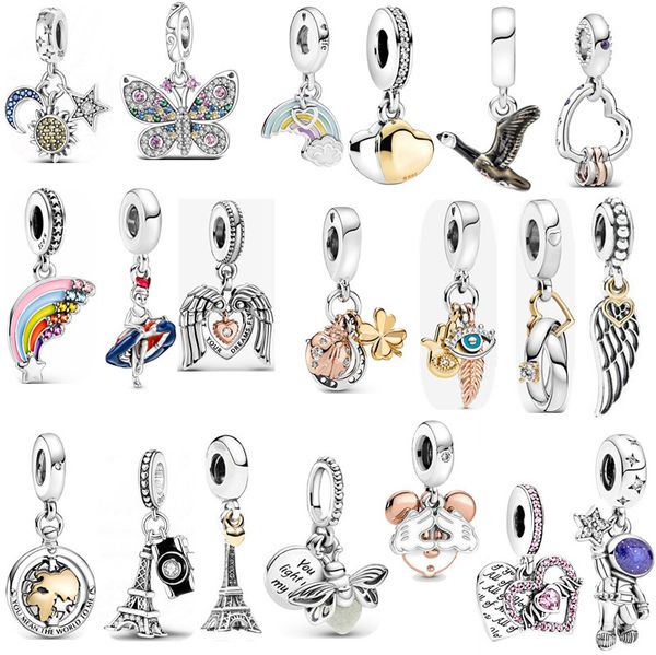 Nouveau s925 Sterling Silver Charms Perles Lâches Perlées De Mode Dames DIY Original Fit Pandora Bracelet Classique Tour Papillon Pendentif Femmes Bijoux Cadeaux