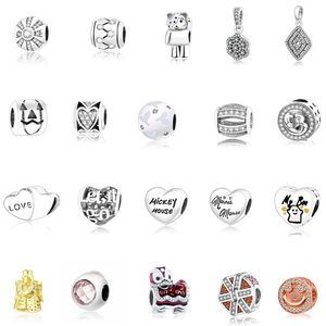 Nieuwe S925 Sterling Silver Diy Round Loose kralen Originele fit Pandora armband liefde hart kralen ketting charme hanger accessoires charm lady verjaardag sieraden geschenken