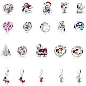 Nieuwe S925 Sterling Silver Loose kralen Kerstmis hoed SOCKS Geschenk Charm Diy Ladies Sieraden Originele fit Pandora Bracelet ketting Charm kralen hanger accessoires