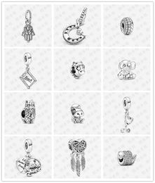 Nouveau s925 Sterling Silver Perles Lâches Original Fit Pandora Bracelet Charms Collier Gris Collection Amour Ours Griffe Charme DIY Perlé Bijoux Femmes Cadeau Pendentif