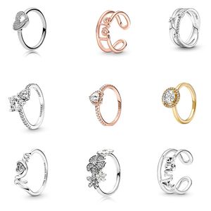 Nieuwe S925 Sterling Silver Luxury Ring met diamanten voor dames Fit Original Pandora Fashion Wedding Party Sieraden Glamour Ladies Paar geschenk met doos