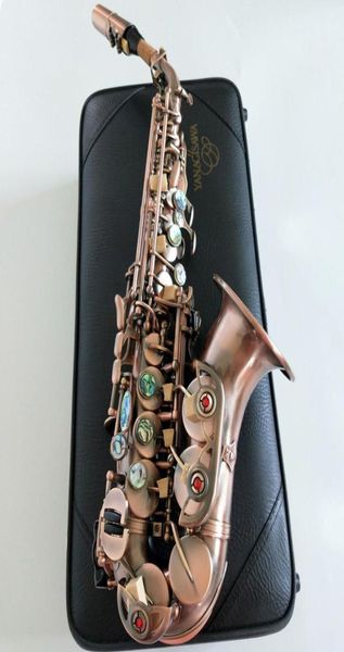 Nouveau S991BB Small Curbe Soprano Saxophone Antique Copper Red Musical Instrument B SAX FLAT AVEC CAS 4875023