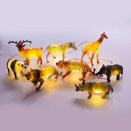 Nuevo Safari LED Tigre León jirafa jungla zoológico Animal patrón cadena luces para niño decoraciones para fiesta de cumpleaños
