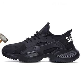 Nuevos zapatos de seguridad Zapatillas de deporte de moda Ultraligero Suave para hombres Transpirable Anti-rompimiento Botas de trabajo con punta de acero Y200915