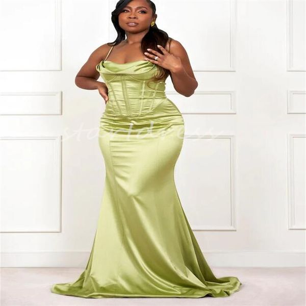 Robe de soirée de forme sirène, grande taille, vert sauge, sexy, bretelles Spaghetti, robe de bal, pour filles noires, femmes élégantes, serrée, pour occasions formelles, robe de soirée spéciale, nouvelle collection 2024