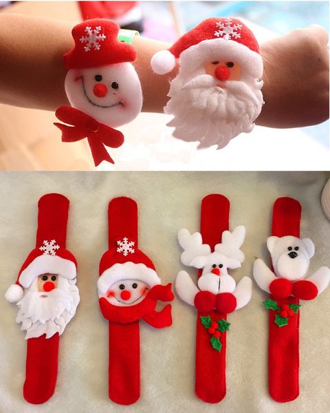 Nouvelle vente 12pcs / lot ornements de noël enfants cadeau de noël dragonne montre bracelet fournitures de noël pour enfants père noël bonhomme de neige cerf