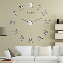 Nouvelle vente Roman Numerals Mur Horloge acrylique Matériel auto-adhésif moderne décoration intérieure 3D DIY DIGITAL Autocollants Living Clocks Room