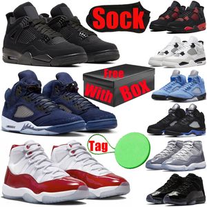 With Box 4s 5s 11s basketball shoes for mens womens Cherry 11 4 5 Military Black Cats Metallic Midnight Navy Cement Cool Grey UNC Red Thunder trainers sneakers shoe