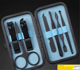 Nuevo salón 7 en 1 Juego de manicura Profesional Negro Acero inoxidable Clipper Kit Alicates para dedos Arte Pedicura Juego de herramientas para los dedos del pie KD1