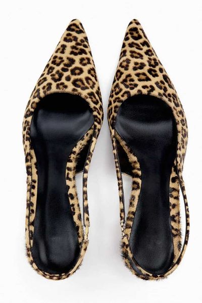 Nuevas sandalias con estampado de animales, tacones para mujer, punta estrecha, tacón de leopardo, zapatos de tacón con talón descubierto, zapatos de tacón informales Retro para mujer 230406