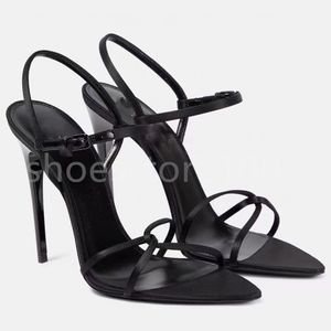 Nouvelles sandales en cuir noir sandales en cuir en cuir talons de bobine à talons ciel pour 10 cm femmes designers de luxe d'été chaussures de fête à talons taille 35-42
