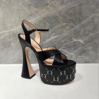Nouvelles sandales plate-forme en cuir de boucle pour femmes chaussures de d￮ner chaussures de d￮ner 15,5 cm de concepteur de luxe Solte ￠ cheville chaussures de chaussures ￠ talons hauts formels