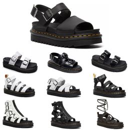 Nouvelles sandales, Doc Marteens Chaussures de plage décontractées, Volydies Ladies Outting, Dr Marteens Black and White Lace Hollow Litchi Pattern Sandals 35-45