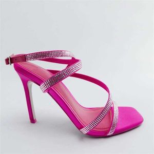 Nouvelles sandales Femme à talons Stémières STRAPE ANKEL FEMME FEMME FEMME ROSE PLUS TIGHES HEURS HAUT