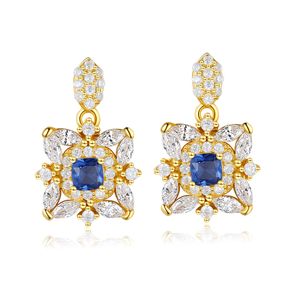 Boucles d'oreilles rétro Dangel plaqué or 18 carats, bijoux mode européenne pour femmes, Micro ensemble Zircon saphir S925, boucles d'oreilles en argent pour femmes, fête de mariage, cadeau de saint-valentin SPC