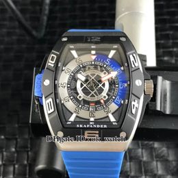 NIEUWE SARATOGE SKF 46 DV SC DT MIYOTA Automatische heren Work Skafander Blue Rubber Riem Hoge kwaliteit goedkope heren Sport Watches264G