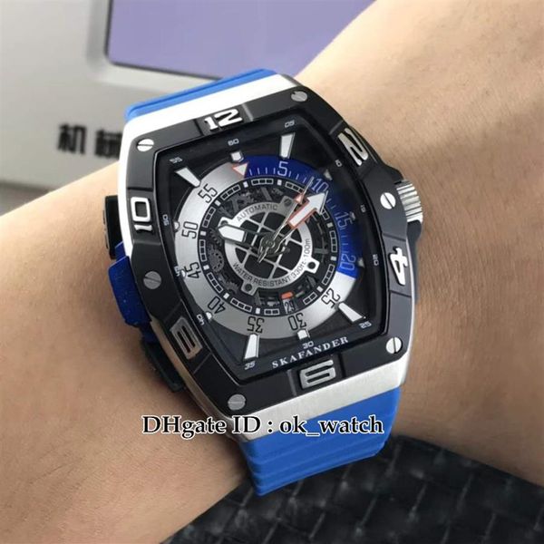 NOUVEAU saratoge SKF 46 DV SC DT Miyota Montre automatique pour homme SKALANDER Bracelet en caoutchouc bleu de haute qualité pas cher Gents sport watches215S