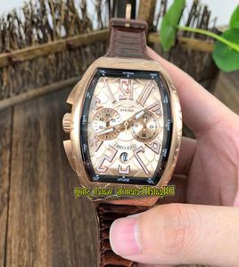 Nouveau Saratoge V 45 SC DT COBRA SNAKE MOTEL DIAL Japon VK Quartz Chronograph Movement Mens Watch Rose Gold Case en cuir Watc1225424