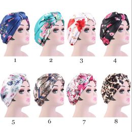 Nieuwe Satijnen Haar GLB voor Sleeping Gedrukt Dubbellaags Turban Silk Night Hat Haircare Bonnet Chemotherapie Dames Styling