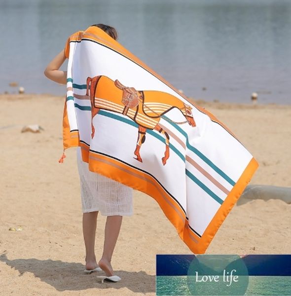 Nouvelle écharpe plage voyage serviette de plage imprimé foulard en soie crème solaire châle sergé écharpe vente en gros directe d'usine