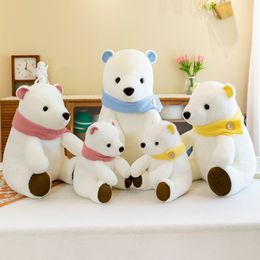 Nieuwe sjaalwhite beer pop zacht warme ijsbeer pluche speelgoedpoppen kindercomfort cadeau