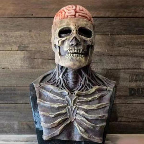 Nueva máscara de mago de calavera aterrador payaso de terror disfraz de zombi gótico fantasma Halloween espeluznante látex carnaval accesorios máscara para cara fantasía