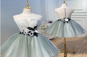 Nieuwe Scoop Homecoming-jurken 3D handgemaakte bloemen geappliceerde korte galajurk kanten feestjurken op maat gemaakte cocktailjurk7623922