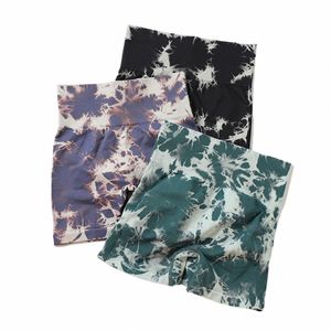 Nouveau short de Yoga Push Up Seaml Tie Dye pour femmes taille haute été Fitn entraînement course cyclisme sport short de sport Mujer 35D9 #