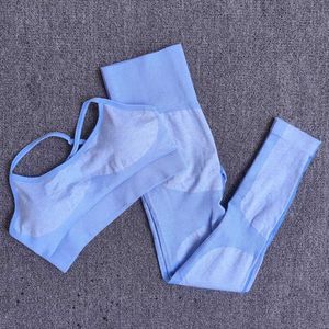 Nieuwe Seamlyoga Set Fitnclothing Sportswear Hoge Taille Dameskleding Gym Leggings Panty Gevoken Push-up Sports Suits X0629