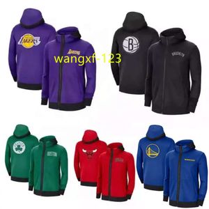 Nieuw Seizoen Amerika Heren Basketbaljack Jassen Laker Bucks Nets Warriors Bulls Basketbal Jersey Hoodies