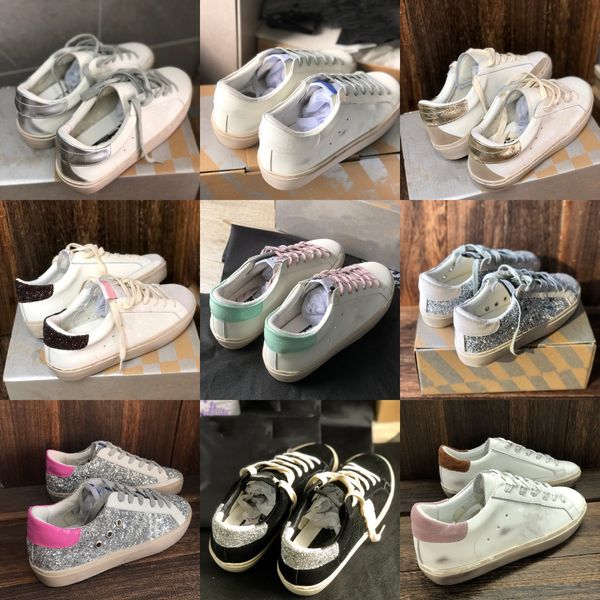 Nouvelle saison femme sneaker chaussures décontractées de luxe paillettes classiques blancs do-vieux designer sales rose rose golden paillettes en cuir plaque formelle étoile baskets