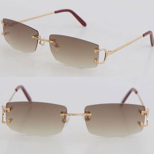 Nueva venta Sin montura Moissanite Conjunto de diamantes Gafas de sol Mujer Gafas de sol de metal Hombre Gafas de diamantes de lujo Diseñador Rocas Anteojos Gafas unisex Mujer Caliente