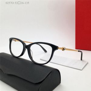 Nouvelle vente de lunettes à lentilles claires monture en acétate œil de chat classique hommes et femmes lunettes optiques lunettes de style simple et polyvalent modèle 0257O