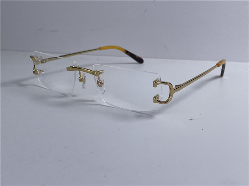 New selling clear small lens frameless 18k frames gold-plated ultra-light square rimless optical glasses men business style eyewear model 0104