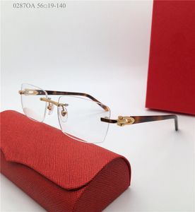 Nieuwe verkoop van heldere kleine lens vierkante randloze frame acetaat tempels optische bril mannen en vrouwen zakelijke stijl brillen model 0287OA