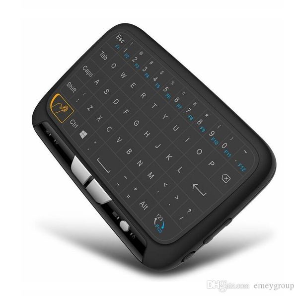 Nueva venta H20 H18 Mini teclado inalámbrico Retroiluminación Touchpad Air mouse IR Control remoto inclinado para Andorid BOX Smart TV Windows