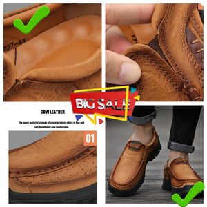 Nouvelle vente de chaussures en cuir hommes mocassins en cuir véritable chaussures en cuir décontractées randonnée GAI MALE haute qualité confortable bigfoot d'âge moyen imperméable Business 38-51