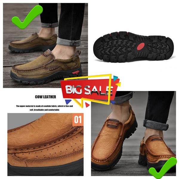 Nueva venta de zapatos de cuero para hombres mocasines genuinos zapatos de cuero casuales senderismo GAI alta calidad 2024 de mediana edad impermeable Negocios cómodo ligero marrón